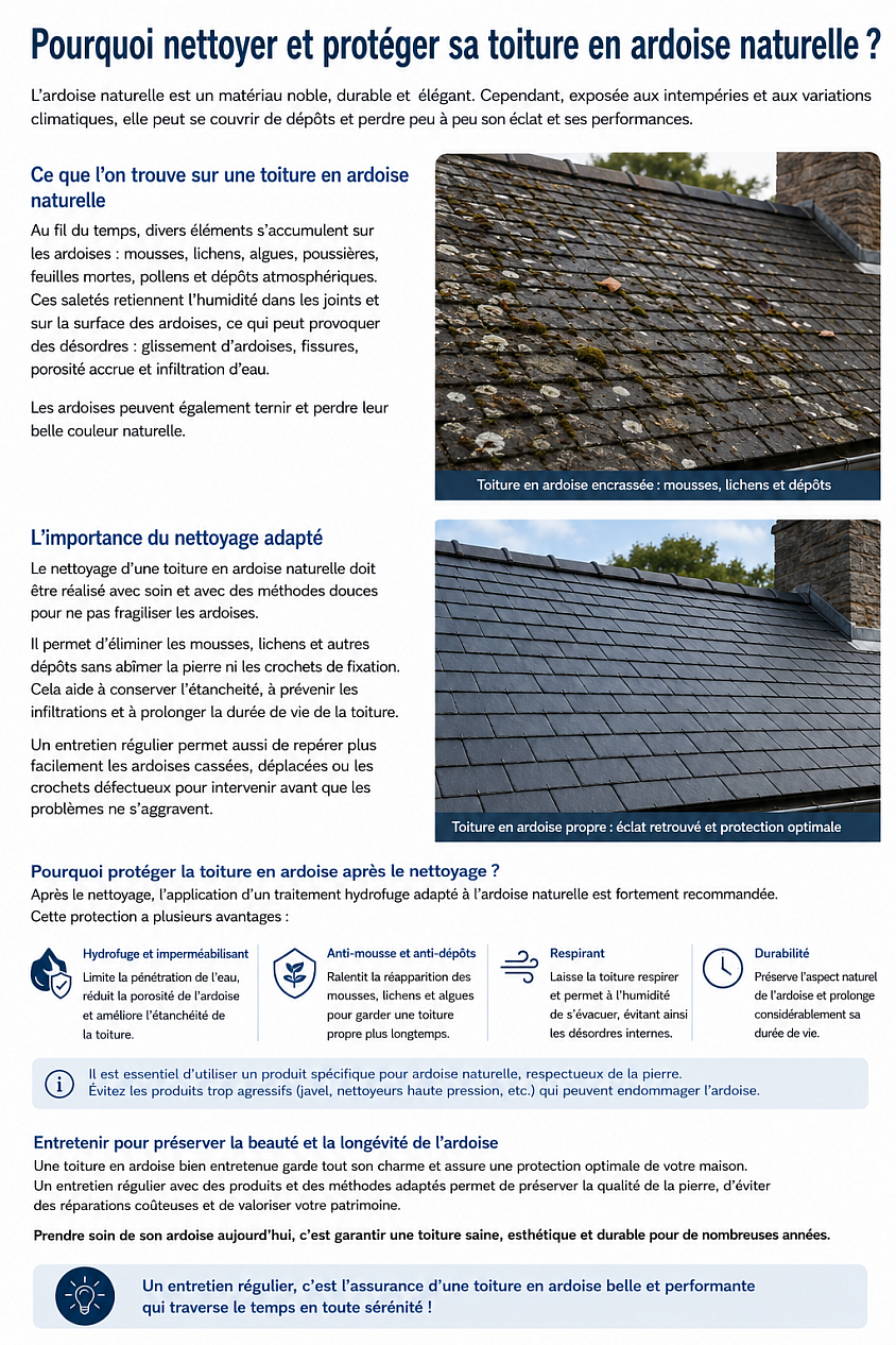 Nettoyage, toiture, ardoise